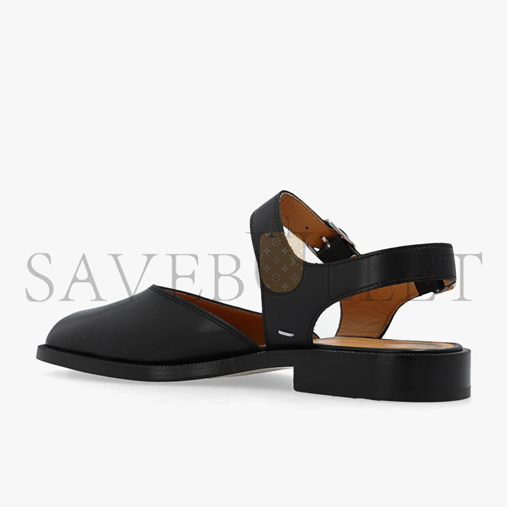 MAISON MARGIELA BLACK LEATHER SANDALS WITH TABI TOE S58WP0249